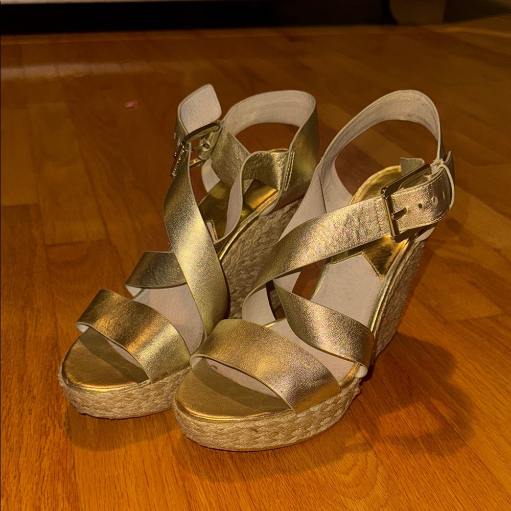 MICHAEL Michael Kors Metallic Gold Wedges
